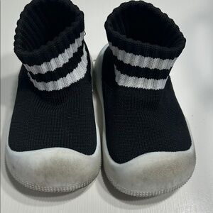 Comfy Black and White Kids Slip-On Sneakers